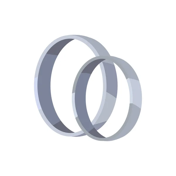 Dvojice ze stříbra nebo platiny snubní prsteny vektoru — Stockový vektor