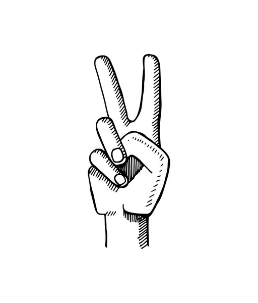 Barış işareti iki parmak vektör çizim tarafından yapılan — Stok Vektör