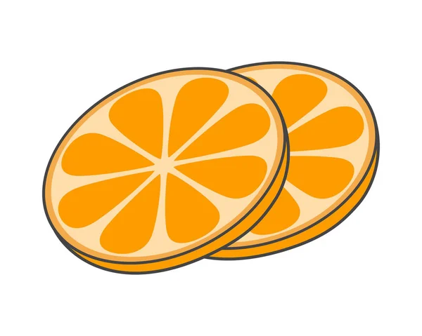 Deux tranches d'orange dessiné à la main Image Icône fruitée — Image vectorielle