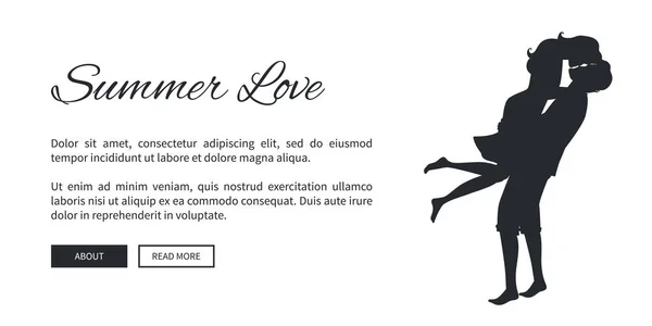 Summer Love Web Banner con coppia di baci — Vettoriale Stock