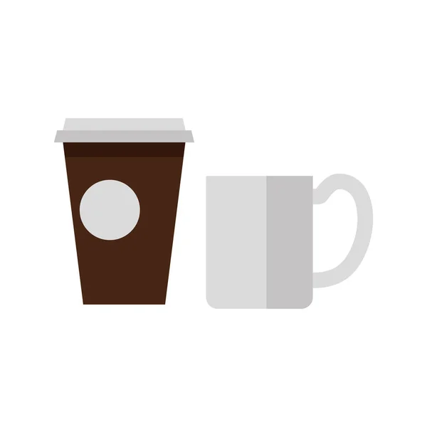 Xícaras de chá e café ícones de ilustração vetorial — Vetor de Stock
