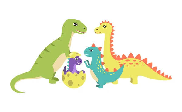 Colección de Dinosaurios e Ilustración de Vectores de Huevo — Vector de stock