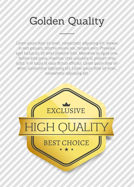 Goldene Qualität exklusiv beste Wahl hoher Standard — Stockvektor