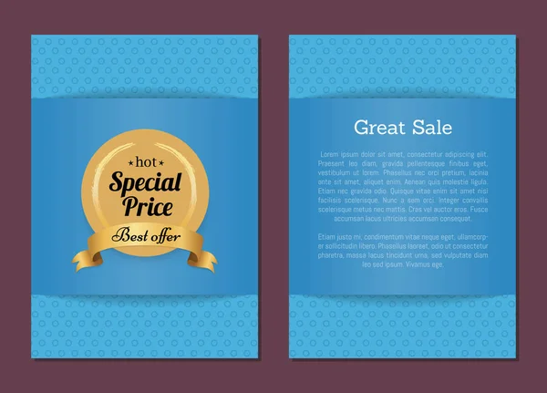 Grande venda Hot Special Price Melhor oferta Golden Label —  Vetores de Stock