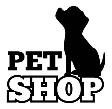 Pet Shop Logo ve sevimli siyah köpek siluet