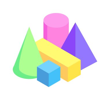 Geometrik nesneleri koleksiyonu, renkli Poster