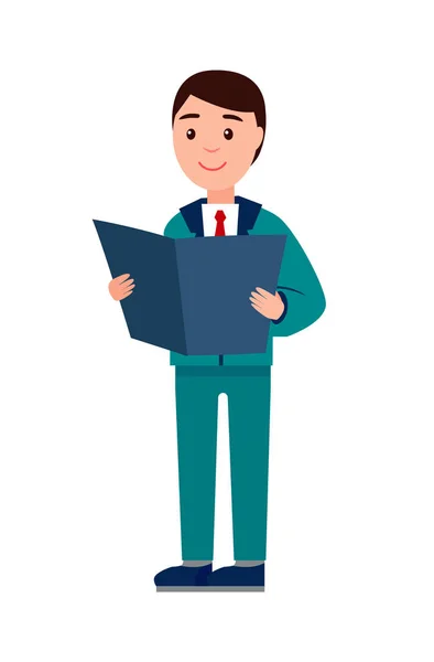 Businessman Reading Papers Vector Illustration — Stock Vector