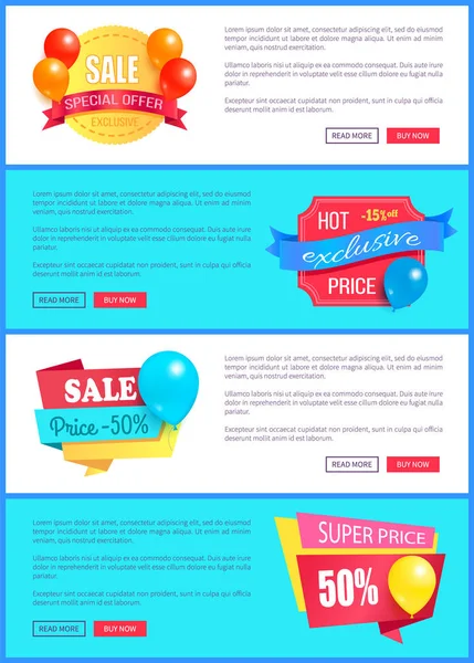 Promotions spéciales Week-end Vente Meilleures étiquettes de ballons — Image vectorielle