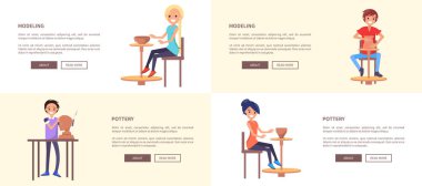 Seramik ve posterler kişi ve metin ile modelleme