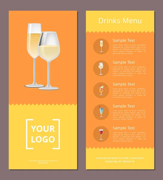 Αφίσα διαφήμιση μενού ποτών με σαμπάνια — Διανυσματικό Αρχείο