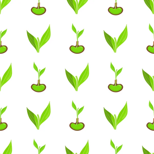 녹색 잎 및 새싹 원활한 패턴 — 스톡 벡터