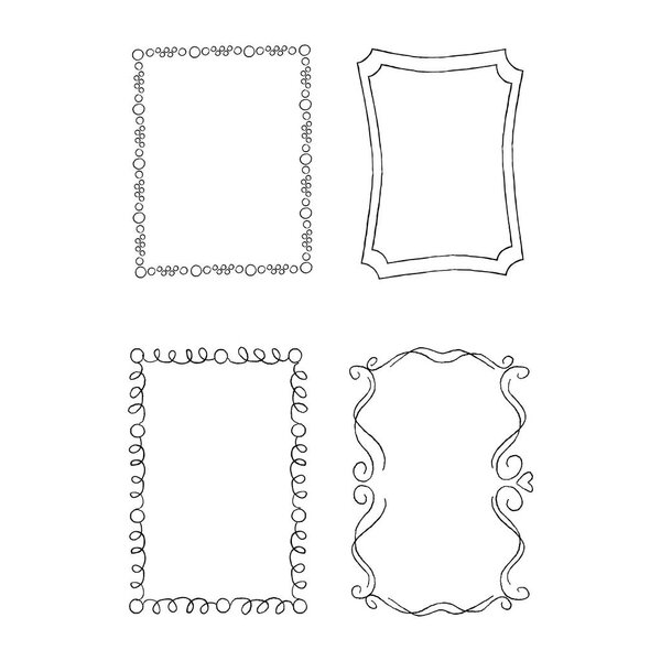 Rectangular Hand Drawn Ornate Frames Vector Set