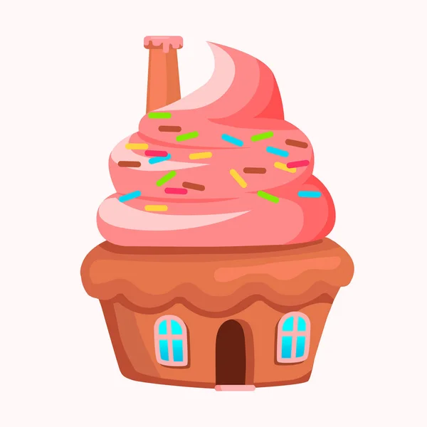 蛋糕房子与烟囱在奶油屋顶向量 — 图库矢量图片