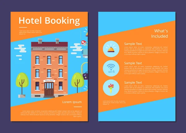 Otel rezervasyonu ve Whats içerdiği bilgi sayfası — Stok Vektör