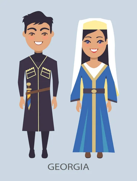 Trajes de Georgia, en Vector Ilustración Azul — Vector de stock