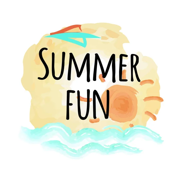 Cartel de diversión de verano con cielo abstracto y agua de mar — Archivo Imágenes Vectoriales