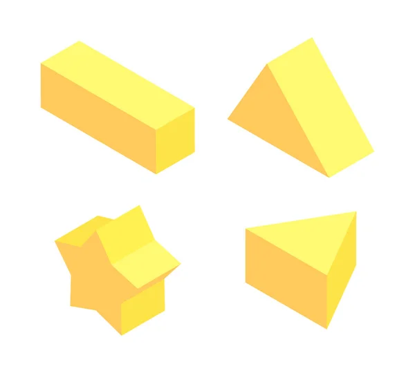 Жовтий набір фігур, барвисті Векторні ілюстрації — стоковий вектор