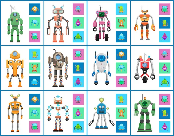 Robot industrie collectie, vectorillustraties — Stockvector