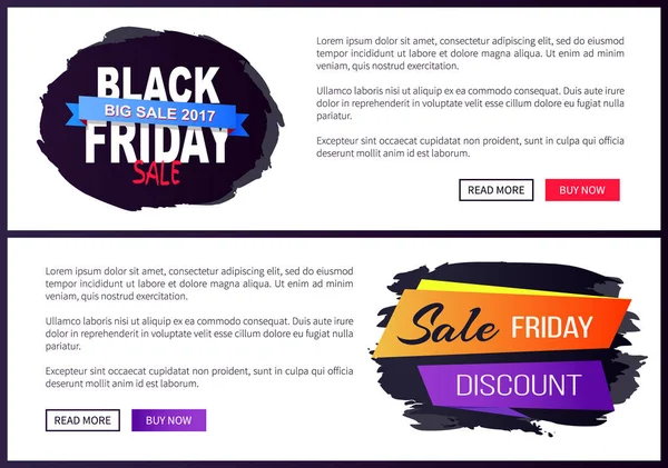 Black Friday Big Sale 2017 Promo Affiches Web Info — Image vectorielle