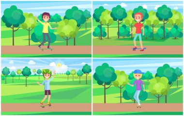 Yeşil yaz Park kaykaycı eğitim kümesi