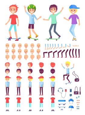 Paten ve aksesuarları ile genç erkek Oluşturucu