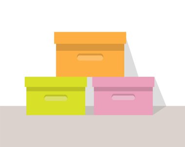 Giyim Mağazası kutuları vektör çizim ayarla