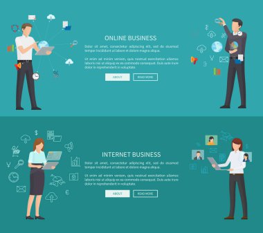 Internet Online iş iki vektör çizimler