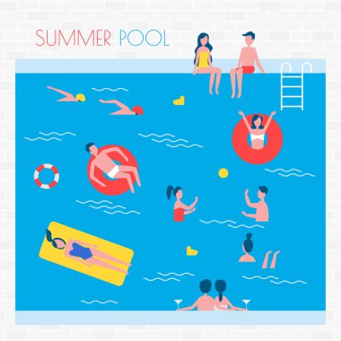 İnsanlar ve şişme şeyler yaz havuzu