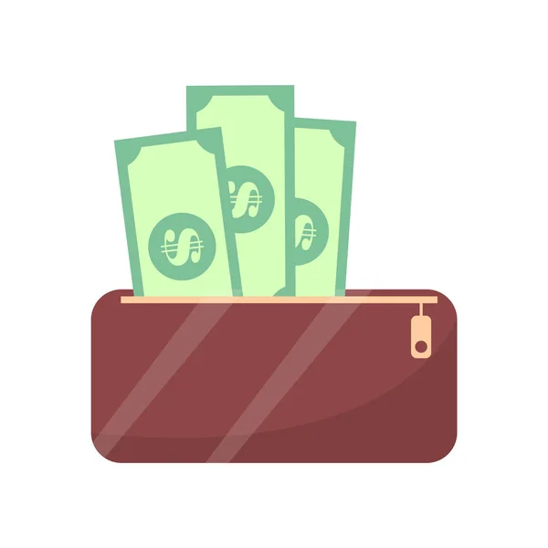 Portemonnaie und Geld Bargeld Objekte Vektor Illustration — Stockvektor