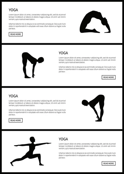 Yoga weibliche Silhouetten Set, Vektorillustration — Stockvektor