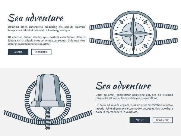 Zee Adventure webpagina's instellen vectorillustratie — Stockvector