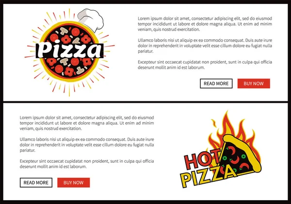 Πίτσα και ζεστό πίτσα Web σύνολο εικονογράφηση διάνυσμα — Διανυσματικό Αρχείο