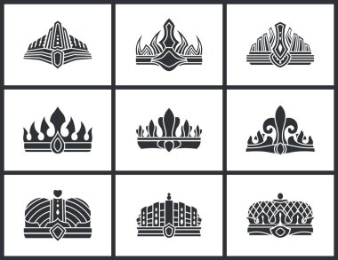 Taç siluet koleksiyonu vektör çizim