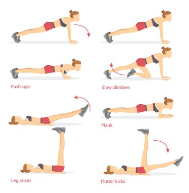 Push up ve yavaş dağcılar vektör çizim