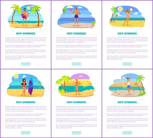 Καυτό καλοκαίρι στην παραλία Promo Internet Banners σετ — Διανυσματικό Αρχείο