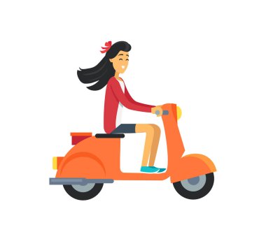Scooter simge vektör çizim kız kadın