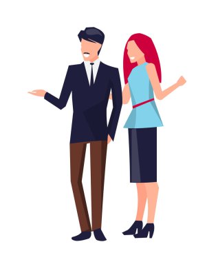 Ayakta ve konuşan bir çift illüstrasyon vektör