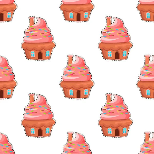 釉面甜甜圈平面矢量无缝图案 — 图库矢量图片
