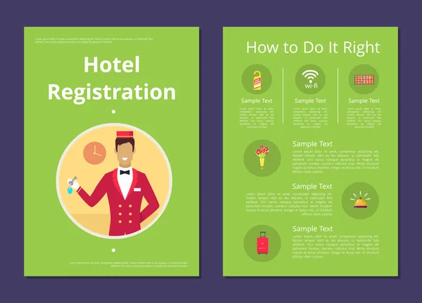 Jak udělat právě instrukcí registrace Hotel — Stockový vektor