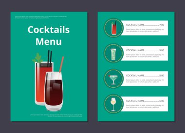 Kokteyl Menü Poster Bloody Mary ve viski ile