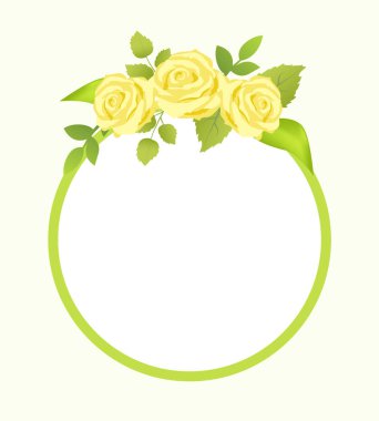Yeşil yaprakları, fotoğraf çerçevesi ile Rose sarı çiçek