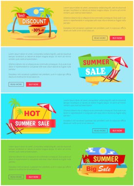 Yaz Satılık Web sitesi koleksiyonu vektör çizim