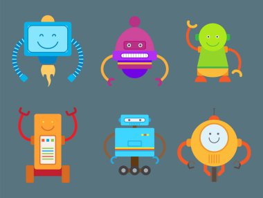 Robotik yaratıklar koleksiyonu vektör çizim