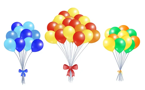 Collection Klasar Helium Färgglada Air Ballonger Isolerad Vit Bakgrund Blåst — Stock vektor