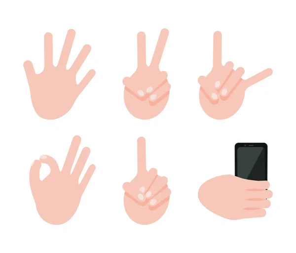 Various Gesture Collection, Vector Illustration — Stock Vector