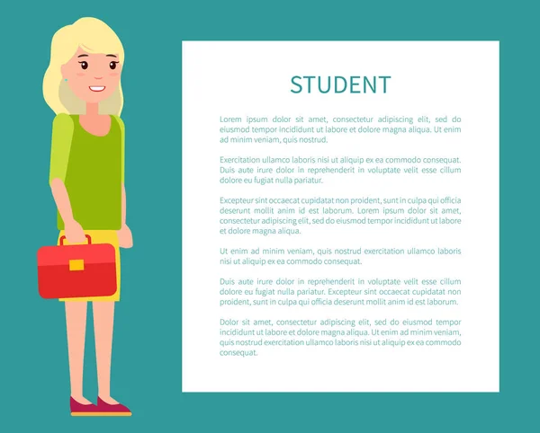 Student Girl Poster met Fill Form voor tekst geval — Stockvector