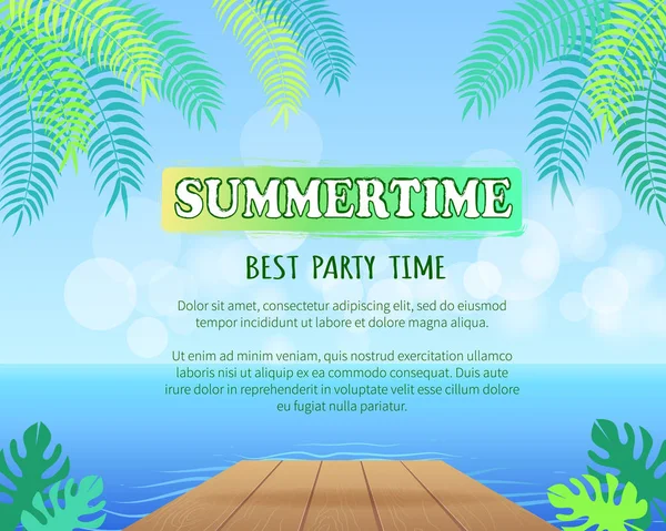 Καλύτερο Poster κόμμα Promo καλοκαίρι με τις παλάμες — Διανυσματικό Αρχείο