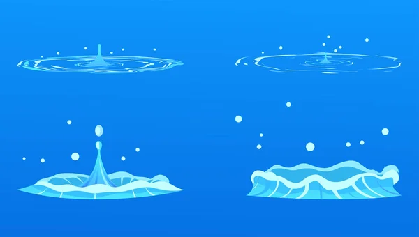 Zeichentrickfilm Water Splash Illustrationen Sammlung — Stockvektor