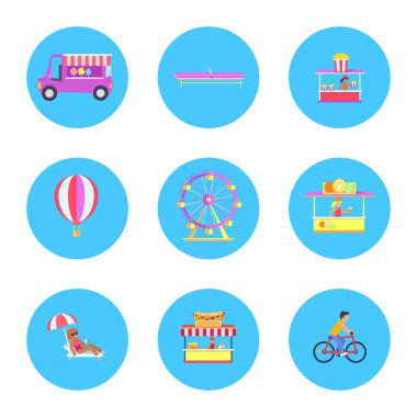 Eğlence Parkı simgesi toplama vektör çizim