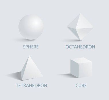 3d vektör küre Octahedron dörtyüzlü ve küp